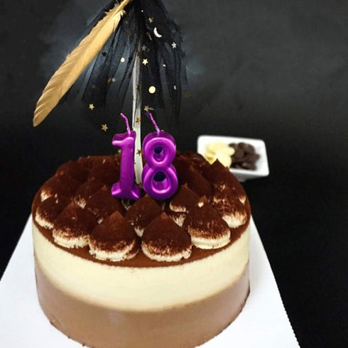 2nd Birthday Candle Number 2 Purple Happy Birthday Cake Topper Decoration for Party Kids Adults