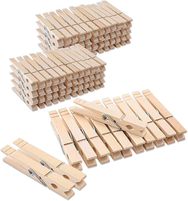 Heavy Duty Wooden Clothespins, 3.5 Inch Clothes Pins for Hanging Clothes, 100pcs Rust Resistant Clips for Craft and