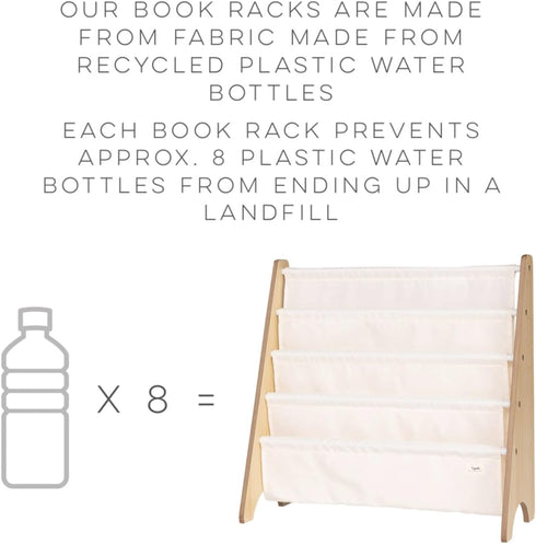 3 4-Tier 35 3+ Sprouts Kids Bookshelf with Recycled Fabric - Sling Storage for Kids Rooms Holds Titles - Toddler