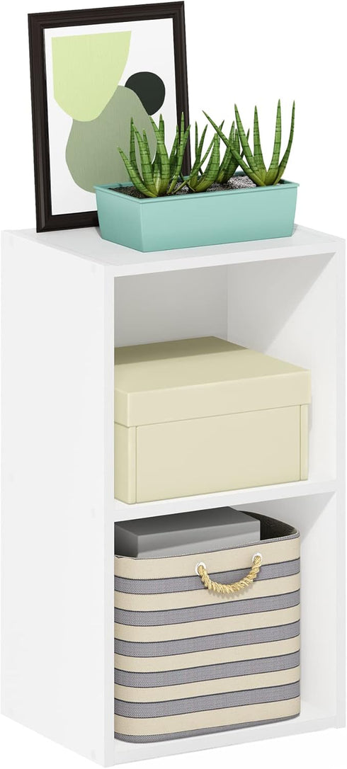 Furinno Luder Bookcase - 2-Tier Cube Storage, White