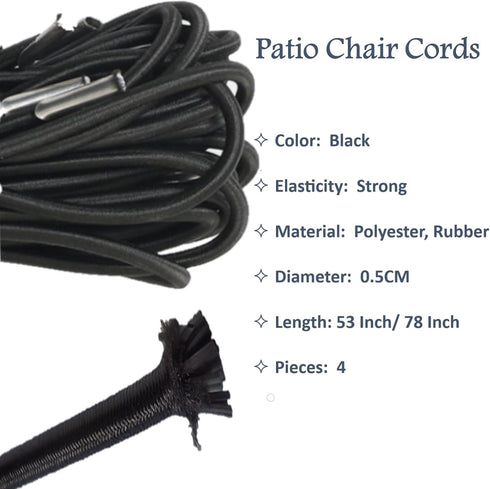 Merrian Living 4 Pack, Zero Gravity Chair Cord Replacement, Elastic Cord for antigravity Chair, Patio Recliner Chair