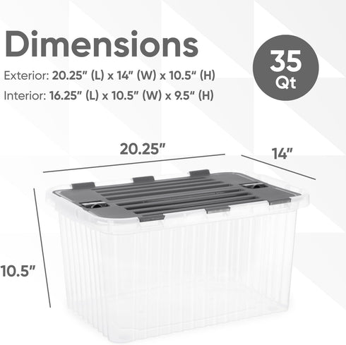 Superio Clear Storage Box with Lid, Stackable Plastic Container Bins for Organizing Home, Office, and Dorm