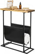 21-Inch MyGift Modern Narrow Living Room End Table with Solid Burnt Wood Tabletop and Black Metal Frame, Bedroom