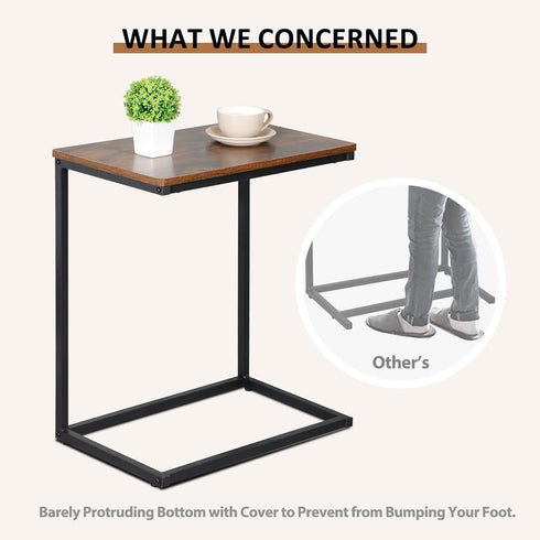 Set 2, 21.7 SUPER DEAL C Shaped Side Table of Small End Tables for Living Room, Bedroom, Bedside, Wide Tray for Laptop