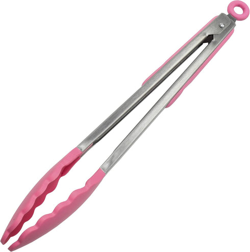 Chef Craft Premium Silicone Cooking Tongs - 12 inch, Pink Kitchen Utensil