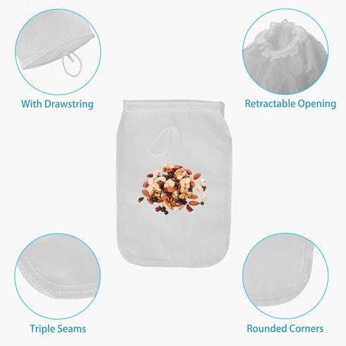 DAOGUAUNG 2 Pack 150 (7.8x11.8in) Reusable Micron Fine Mesh Bag Nut Milk Bag, Nylon Nut Bag Strainer for Straining