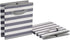 Amazon Basics Collapsible Fabric Storage Cube Organizer with Handles, 10.5 x 10.5 x 11 Inch, White/Light Grey Stripe