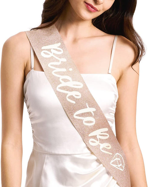 xo, Fetti Rose Gold Glitter Bachelorette Party Sash - Bride To Be | Decorations for Bachelorette Party and Bridal Shower