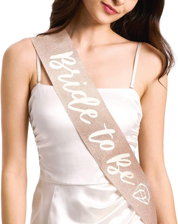 xo, Fetti Rose Gold Glitter Bachelorette Party Sash - Bride To Be | Decorations for Bachelorette Party and Bridal Shower
