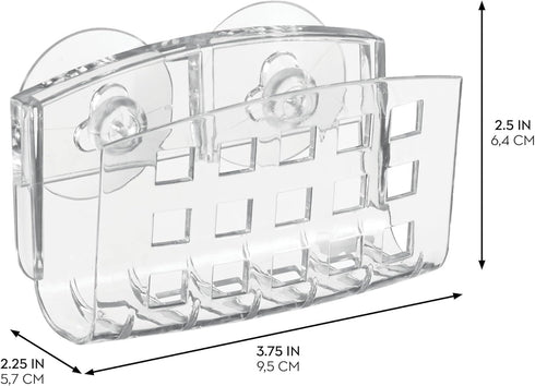 iDesign BPA-Free Plastic Sponge Holder for Kitchen Sink, Clear, with Suction Cups