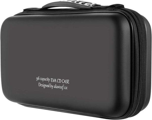 alavisxf xx CD Case, Portable Zipper Holder for 96 Capacity Blu-ray DVD, Disc Storage Organizer Wallet Bag (Black)