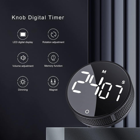Digital Kitchen Timers, Visual timers Large LED Display Magnetic Countdown Countup Timer for Classroom Cooking Fitness Baking Studying Teaching, Easy for Kids and Seniors Black by AVINIA