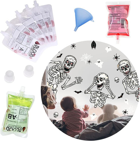 20 Pack Blood Bags for Drinks, 8.5oz Anti-Leak with Cap, Reusable Food Grade Decoration Cups for Halloween and Christmas