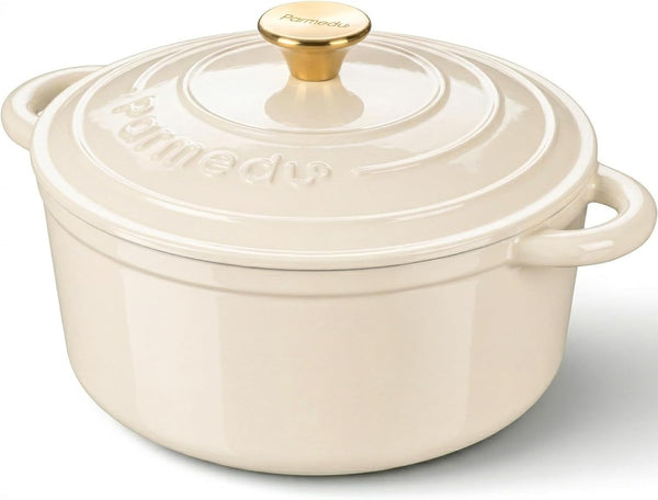 Parmedu 5.5QT Enameled Cast Iron Dutch Oven for Sourdough Bread Baking, Easy