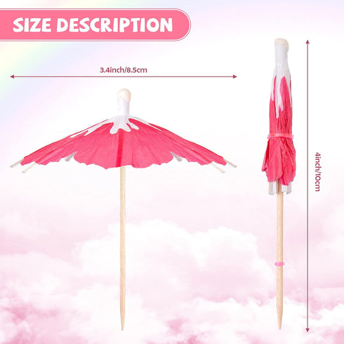Drink Umbrellas Cocktail Picks Parasol Sticks with Wood Toothpicks for Summer Tropical Wedding Party Decor (150 Pieces)