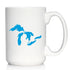Great Lakes Map Coffee Mug - Large 15oz White Ceramic Mug - Unique Art Gifts for Midwestern Women & Men