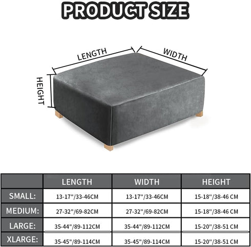 L/Length&Width:35-44"/Height:15-20",Grey) Ottoman Covers Slipcover Square Ottoman Covers Protector for Footrest Foot