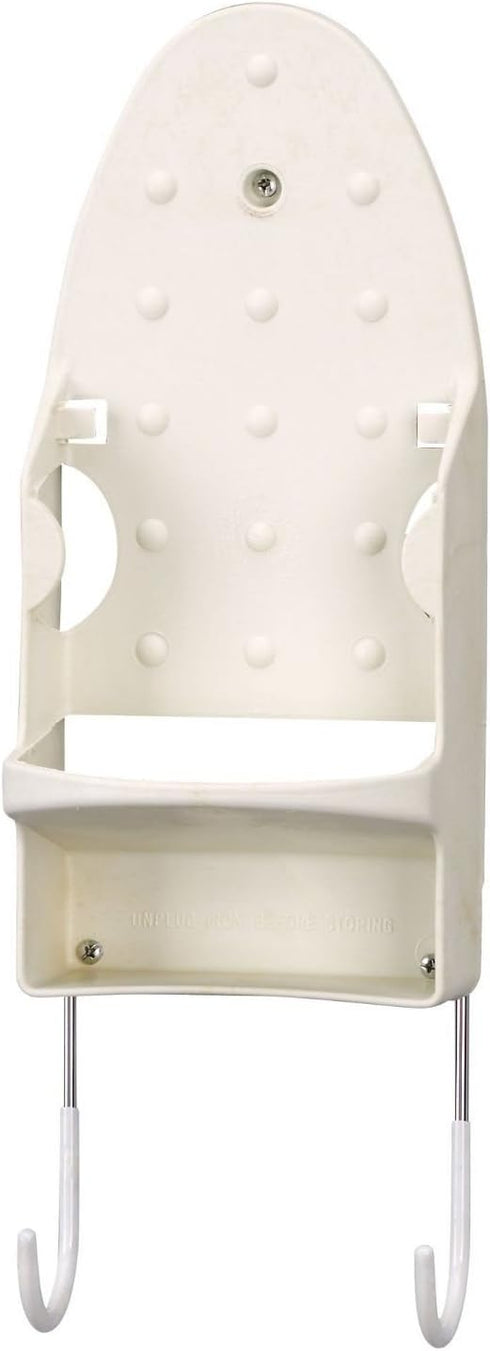 Household Essentials 166-1 Iron Wall Mount with Attached Ironing Board Hooks, White