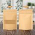 100 Pcs Resealable bags, 3.5" x 5.5" Sealable Stand Up Kraft Paper Bags with Matte Window, Zip Lock Food Storage Bags for Packaging Products by ENNIYU