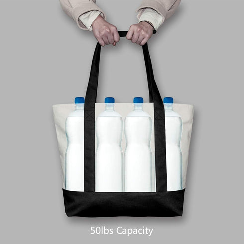 TOPDesign 1 | 3 | 6 | 30 Pack Canvas Tote Bag - Reusable Grocery Shopping Bag with External Pocket
