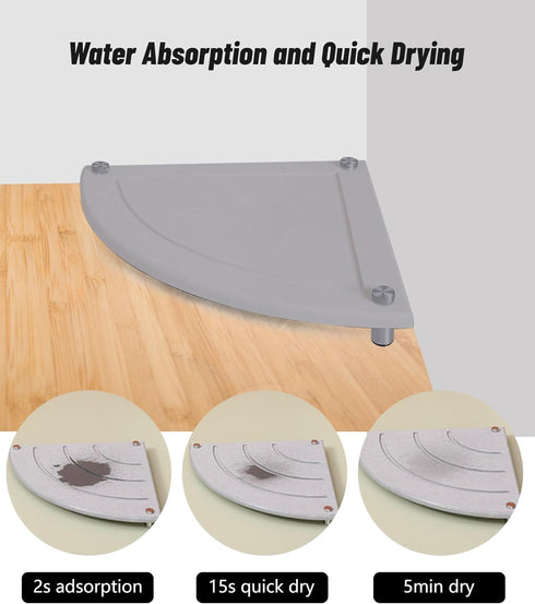 Instant Dry Corner Sink Caddy - Water Absorbing Stone Tray with 2 Coasters for Kitchen Bathroom Countertop