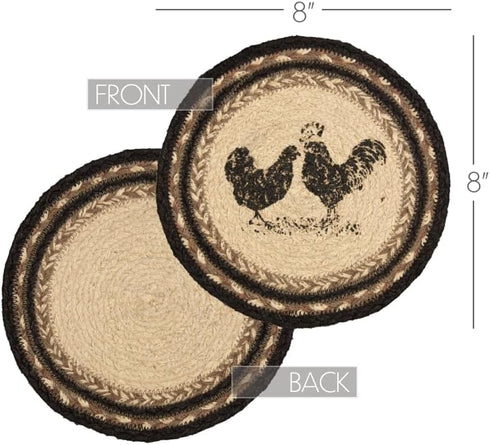 VHC Brands 8" Charcoal Poultry Table Décor, Sawyer Mill Trivet