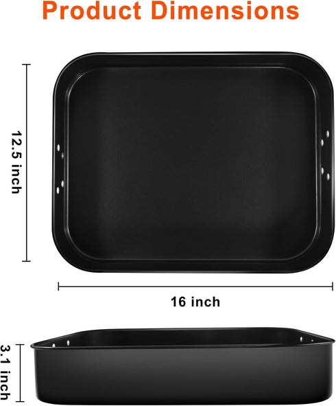 Lasagna Pan Deep, 16x12x3 Inch - Baking Pan for Oven, Nonstick Bakeware Set for Roasting & Brownies