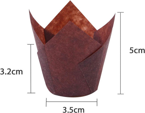 Ruisita 150 Pieces Mini Baking Cups Tulip Baking Cups Cupcake Liners Muffin Liners for Wedding, Birthday, Christmas, Baby Shower Parties (Brown, Natural, White) by Ruisita