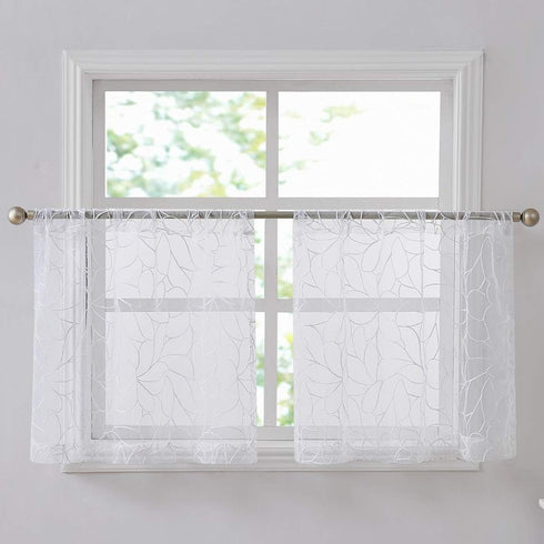 Warm Home Designs 30 x 36 Pair of Short White Kitchen Curtains, Boho Cafe Tiers for RV Window or Bathroom Drapes