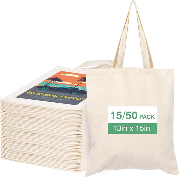 Lzerking Canvas Tote Bag Bulk for DIY Projects, 13x15 Inches Tote Bags
