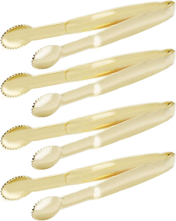 Mini Serving Tongs, Set of 4 Appetizer Tongs, 5 Inches (Gold)