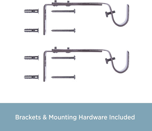 Kenney Adjustable Curtain Rod Brackets, Mocha (2-Pack)