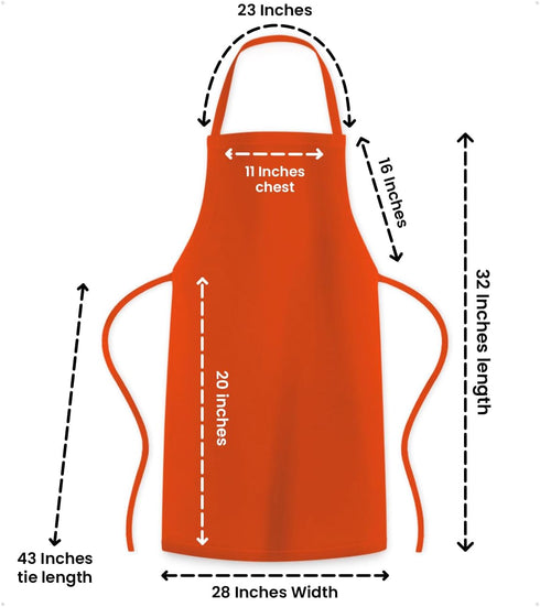 Unisex Bib Aprons - 100% Polyester Chef Apron with Extra Long Ties – Cooking Apron for Men and Women