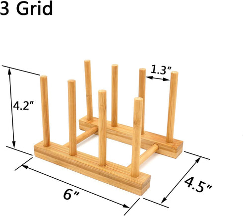 2 Pcs Household Kitchen Natural Bamboo Drain Dish Rack, Multifunctional Cup and Book Storage Rack, 8"(L) x 4.5"(W) x