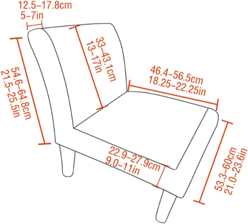 2PCS Armless Accent Chair Covers - Soft Printed Slipcovers for Slipper Chairs in Living and Dining Room