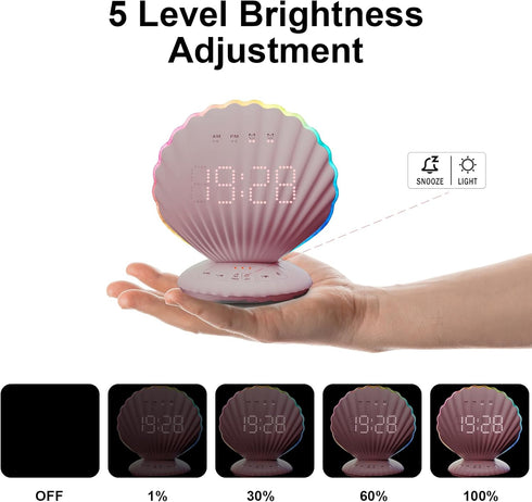 Loud Alarm Clock for Heavy Sleepers - Portable Bluetooth Speaker with White Noise Machine, RGB Night Light with Music