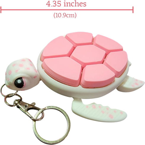 Articulating Sea Turtle Fidget Keychain Charm (White/Pink) - Sensory Fun
