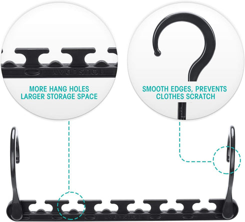 HOUSE DAY Sturdy Plastic Space Saving Hangers, 12 Pack, Closet Organizer for Heavy Clothes (Black)