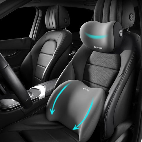 Sothuba Car Lumbar Support Pillow and Car Neck Pillow Kit, Ergonomic Car Seat