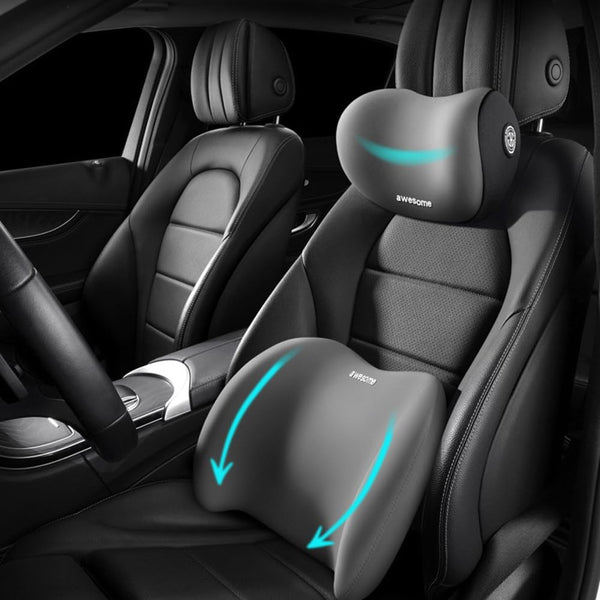 Sothuba Car Lumbar Support Pillow and Car Neck Pillow Kit, Ergonomic Car Seat