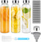Zukro Glass Juice Bottles with Lids Set of 3, 24 oz Reusable Clear Bottles with Stainless Steel Cap