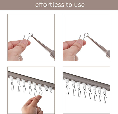 Jetec 60 Pcs Metal Curtain Track Hooks, S Shaped Small Drape Wire Hooks for Ceiling Drape Track (Silver)