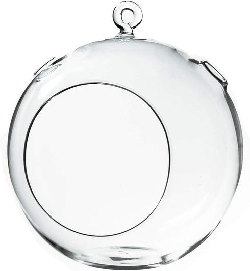 WGV Clear Glass Hanging Terrarium Globe, 7" Width, 8" Height, DIY Air Succulent Planter, 1 Piece