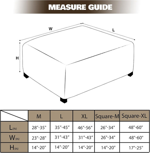 NeColorLife Rectangle Ottoman Cover Jacquard Fabric Ottoman Slipcover Thick Stretchable Footrest Stool Covers