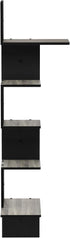 5-Tier Furinno Rossi Wall Mounted Shelves, Rectangle, French Oak Grey/Black