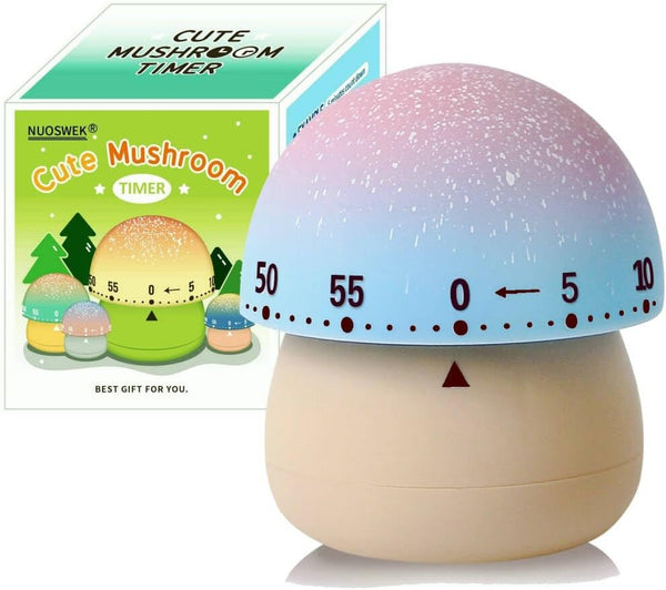 Mechanical Kitchen Timer, Cute Mushroom Timer for Kids, Wind Up 60 Minutes Manual Countdown Timer for Cooking (Beige