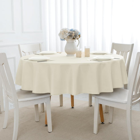 Romanstile Round Waterproof Tablecloth - Stain Resistant Washable Table Cloths for Indoor and Outdoor, Ivory