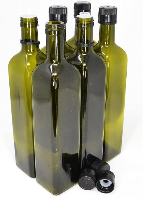 nicebottles Olive Oil Bottles with Cap & Pourer Fitment, Green, 750ml -