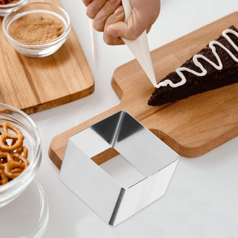 UPKOCH 4" Square Mousse Mold, Stainless Steel Cake Ring for Tiramisu Cheesecake, Dishwasher-Safe