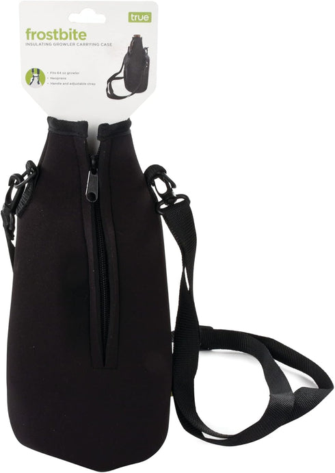 Frostbite Beer Growler Sling Tote Bag Carrier - Insulated Cooler Bag, Fits 64 oz, Adjustable Strap, Black